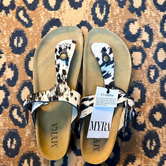 Myra Cowhide Sandles - Picture 1 of 2